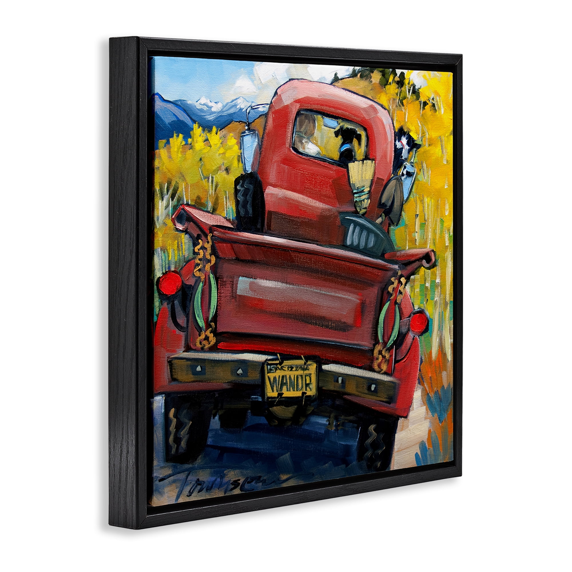 Stupell Industries Wander Truck Through Wheat Grass Black Framed Floater Canvas Wall Art, design by CR Townsend