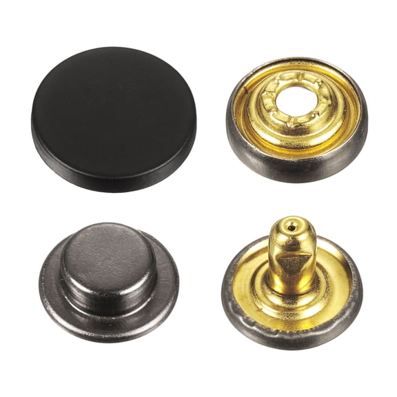 Uxcell 30 Set Press-Stud Cap Button 15mm Metal Snap Fastener for Coats, Drak Black