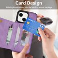 thumbnail image 6 of SaniMore for iPhone 15 PU Leather Case RFID Blocking, Back Magnetic Button Flip Wallet Cover Built-in Card Slot & Multi-Angle Kickstand Ultra-Thin Full Body Protective Shell, Purple, 6 of 6