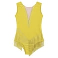 thumbnail image 4 of Aislor Kids Girls Sparkly Rhinestone Tassel Latin Skating Gymnastic Modern Jazz Ballroom Dance Leotard Yellow 10, 4 of 7