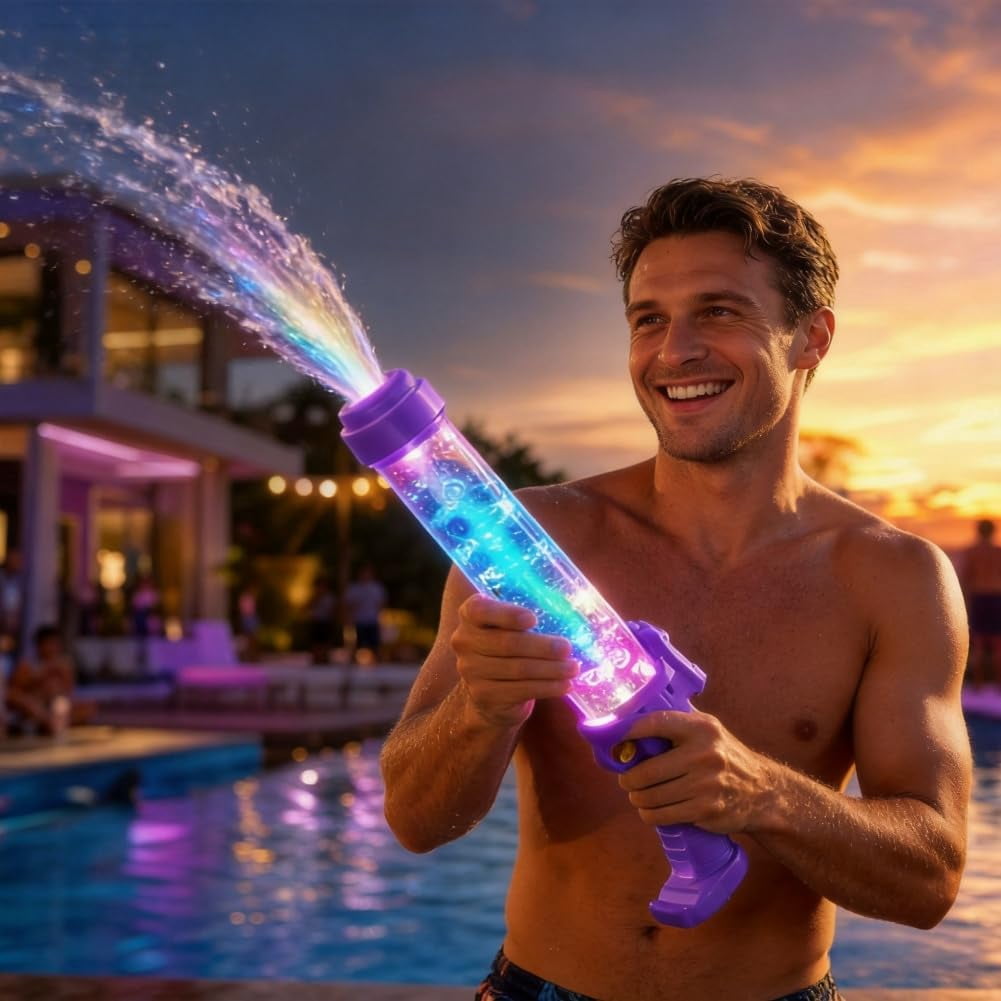 Glowing Rainbow LED Water Blaster | Summer Fun that Pops Like Magic!Creativity Squirt Water Blaster Guns,Firework Spray Water Soaker Toys for Pool Party Outdoor Summer Water Games