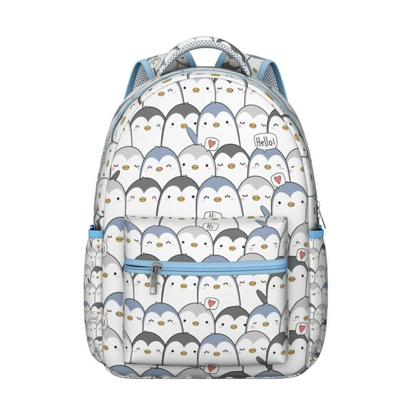 Waterproof School Backpack with Cute Penguin Print - Ergonomic Student Backpack with Spinal Support & Breathable Straps for s