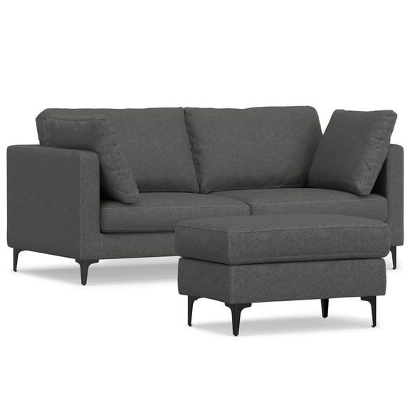 Simpli Home Ava 76-inch Sofa and Ottoman Set in Tightly Woven Performance Fabric