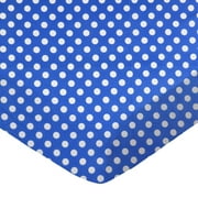 SheetWorld Fitted 100% Cotton Flannel Play Yard Sheet Fits BabyBjorn Travel Crib Light 24 x 42, Polka Dots Royal Blue