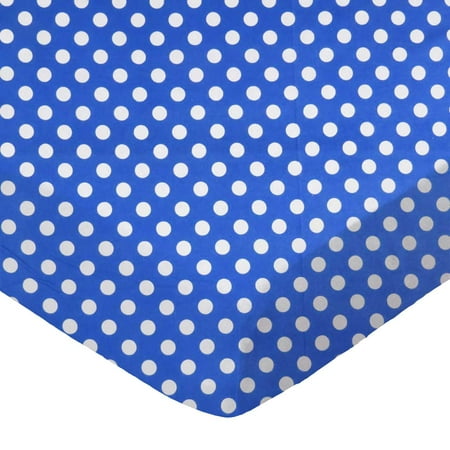 SheetWorld Fitted 100% Cotton Flannel Play Yard Sheet Fits BabyBjorn Travel Crib Light 24 x 42, Polka Dots Royal Blue