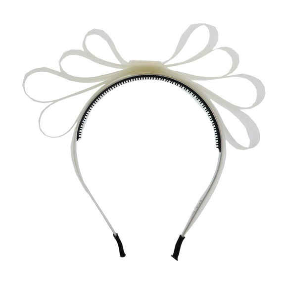 Motique Accessories Headband with Tulle Stand up Bow Headband for Girls Fancy Hairband - Cream