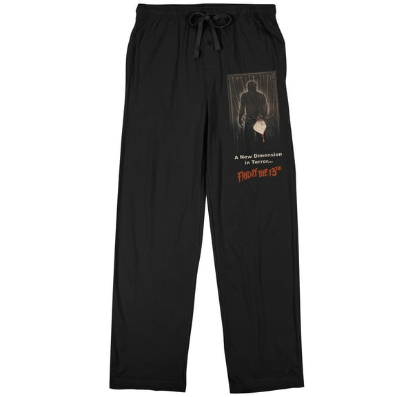 Friday the 13th Horror Movie New DImension In Terror Men's Black Sleep Pajama Pants-Medium