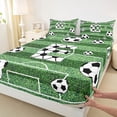 thumbnail image 4 of Erosebridal Initial Alphabet E Bed Sheets,Football Sport Theme Kids King Sheets For Soccer Gamer 4pcs, 4 of 6