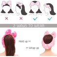 thumbnail image 3 of Paquete de 2 gomas elásticas para el pelo con nudo para lavado de cara, maquillaje, ducha, terma, masaje y deportes (2 x rosa roja), 3 of 3