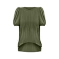 thumbnail image 4 of Green Women's Short Sleeve T-shirt, Womens Tops Puff Short Sleeve T Shirts Pleated Business Casual Summer Fashion Blouses Trendy Basic Comfy Clothes,Women's Short sleeve T-shirt XXL, 4 of 4