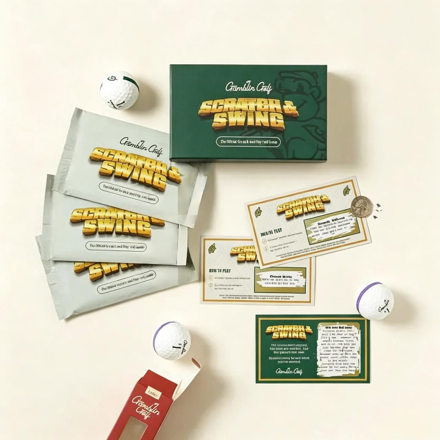 Scratch & Swing – 3 Pack Golf Scratch Off Card Game, 18 Hole Challenges + 19th Hole, Hilarious Gift for Golfers, Interactive