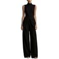 thumbnail image 3 of VBVC Women's Stand Collar Sleeveless 2 Piece Suit , Office Vacation Wide Leg Outfit For Women , Ladies' Split Hem Button Tracksuit with Pockets,Black,S-2XL, 3 of 7