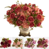 Taotanxi Premium Burgundy Silk Flowers Bouquet, Artificial Floral Arrangements, Fake Flower for Wedding Bridal Bouquets, Home Decorations, Baby Shower, Table Centerpieces