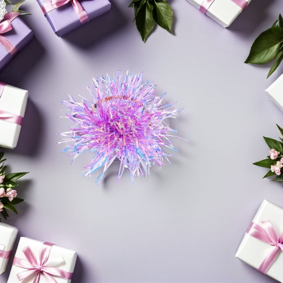 Raindrops 10Pcs Fashion Purple Pom Ponytail Holders Soft Elastic Hair Ties with Sparkle Design