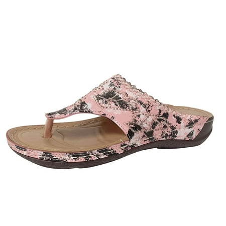 

wanyng ladies shoes summer casual lightweight slippers fashion flower embroidered print flip flops flat slippers for women memory foam womens slipper boots size 7.5
