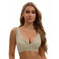 thumbnail image 4 of Unique Bargains Women's Nursing Crossover Wirefree Maternity Bra S Light Brown, 4 of 6