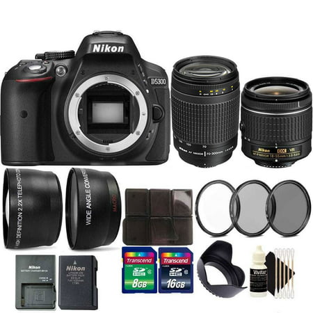 Nikon D5300 24.2MP D-SLR Camera with 18-55mm, 70-300mm Lens + 24GB Accessory