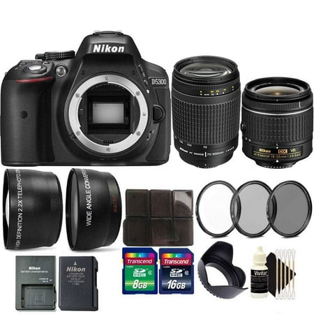 Nikon D5300 24.2MP D-SLR Camera with 18-55mm, 70-300mm Lens + 24GB Accessory (Best Settings For Nikon D5300)