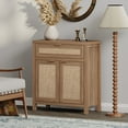 thumbnail image 5 of SICOTAS 30" Sideboards Buffets Cabinets with Drawer, Boho Rattan Kitchen Storage Cabinets with Adjustable Shelves, Coffee Bar Station in Oak, 5 of 8