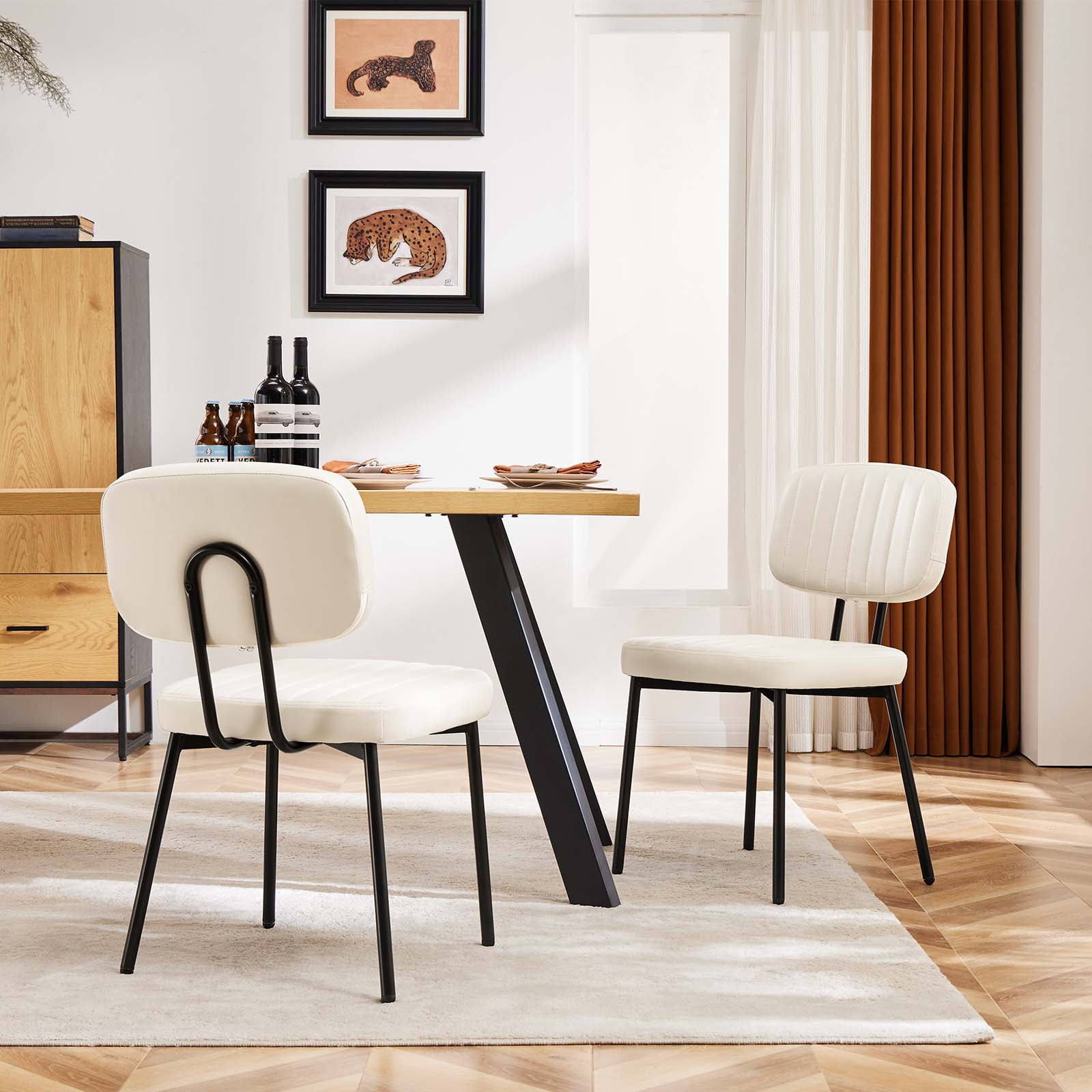 CONCETTA Mid-century Modern Dining Chairs, Kitchen Chairs Set of 4, White