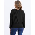 thumbnail image 3 of DARING DIVA Women's Casual Long Sleeve Knit Drop Shoulder Loose Blouses M Black, 3 of 5