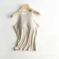thumbnail image 4 of Built In Bra Tank Tops for Woman's Solid Color With Bra Pads Bra One Vest Camisole Top Tank Tops Beige, 4 of 8