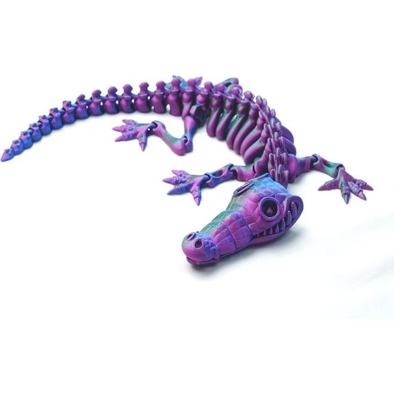 3D Printed Skeleton Crocodile,Fidget Toys,Flexible Articulated Mystery Animals,Surprise Gift for Festival,Home Figurines Decoration, Executive Desk Decorations (RGB)