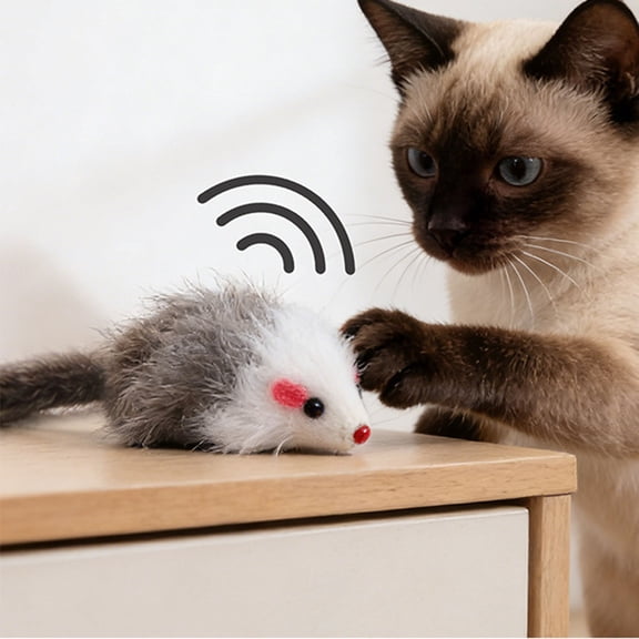 3Pack Cat Toy Interactive Plush Mouse Set for Indoor Cats,Self-Soothing Motion-Activated Chirping Squeaky Mouse Toys