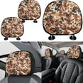 thumbnail image 4 of Garronmavis Brown Cow Print Car Seat Cover Set 11 Pack Vehicle Seat Cover with Lanyards Key Holder,Bottle Holder Pad,Cars Headrest Protector,Gear Shift Knob & Handbrake Cover, All Seasons Use, 4 of 7