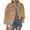 Khaki, variant on IROINNID Women's Faux-fur Jacket Long Sleeve Solid Color Round Neckline Outwear, Casual Warm Faux-furry Jacket Winter Short Outerwear