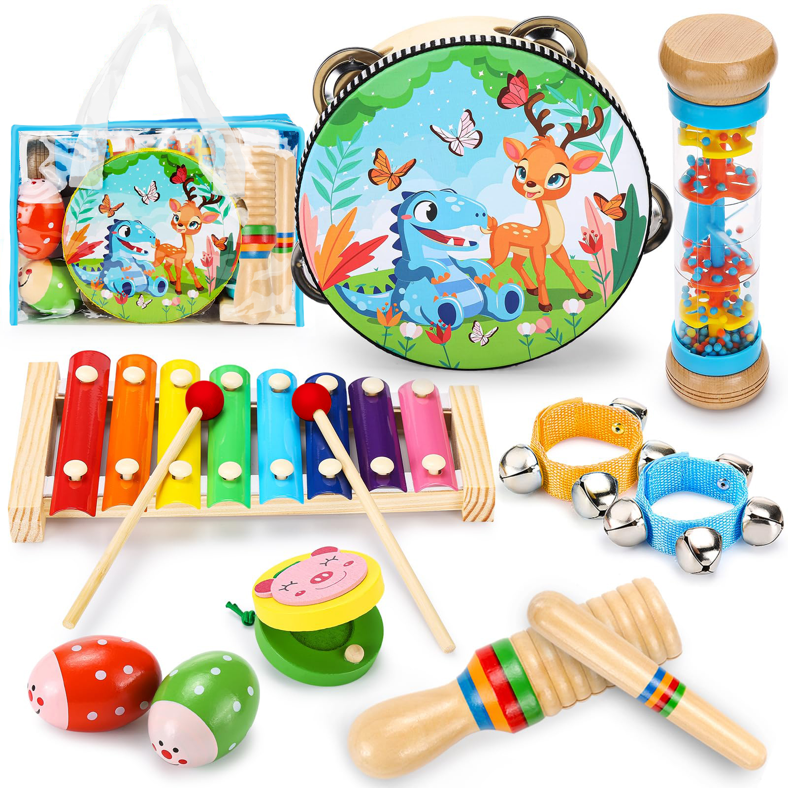 OATHX Educational Toys Percussion Xylophone Baby Music Kit Kids Wood Musical Instruments for Toddler Toy