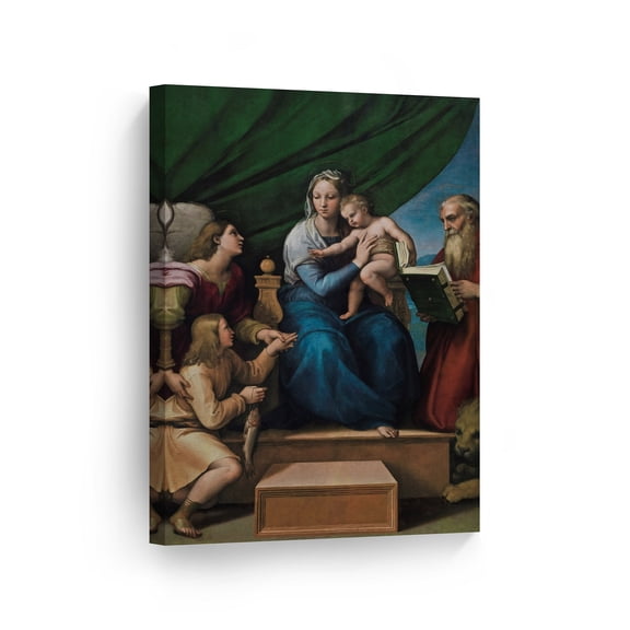 Smile Art Design The Holy Family with Raphael, Tobias and Saint Jerome Raphael Canvas Print Famous Fine Art Oil Painting Canvas Wall Art Renaissance Art Home Decor - Made in the USA 40x30