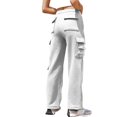 thumbnail image 3 of XFLWAM Cargo Pants Women Straight Leg Casual Elastic Work Pants Athletic Comfy Loose Stretchy Hiking Pants with Pockets White L, 3 of 6