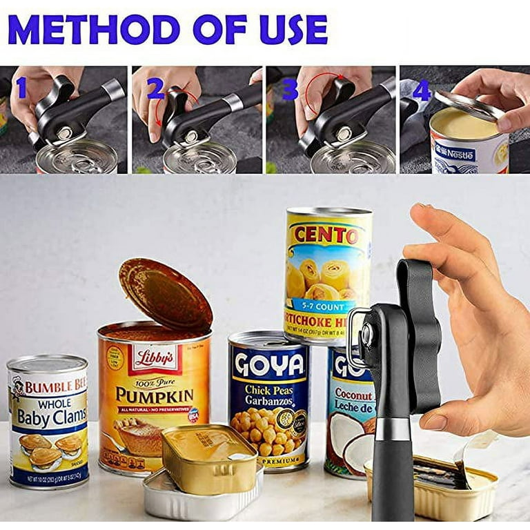 Can Opener Smooth Edge Manual, Can Opener Handheld, No Sharp Edges With  Soft Grips, Food Grade Stainless Steel Cutting Can Opener, Professional  Ergono