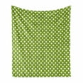 thumbnail image 1 of Geometric Soft Flannel Fleece Blanket, Retro Style Simple Image of Polka Dots Circle Shapes in Repetitive Pattern, Cozy Plush for Indoor and Outdoor Use, 50" x 60", Lime Green White, by Ambesonne, 1 of 6