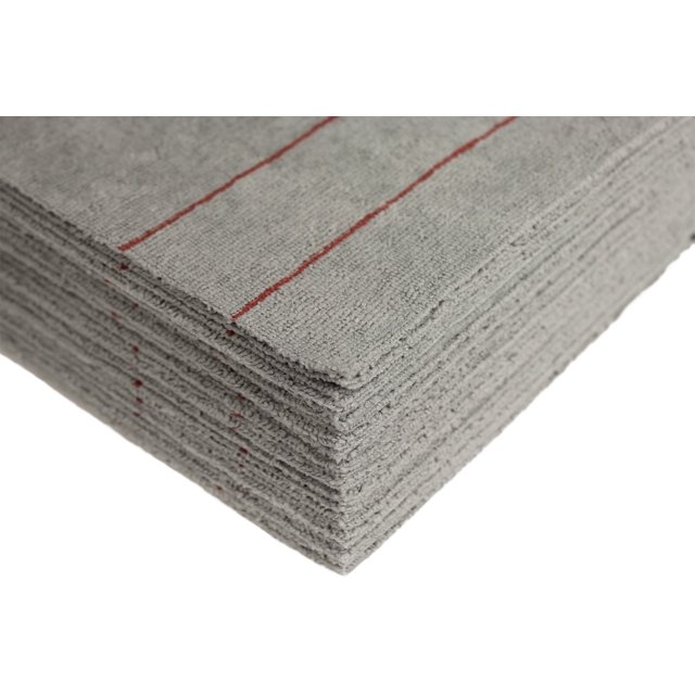 CleanAide Serviette en Microfibre Argentée avec Rayures Rouges 16 par 16 Pouces Lot de 12