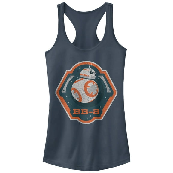 Junior's Star Wars The Force Awakens BB-8 Badge Racerback Tank Top Indigo Medium