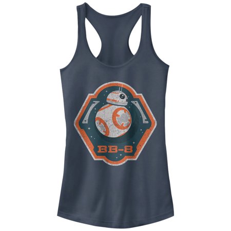 Junior s Star Wars The Force Awakens BB-8 Badge Racerback Tank Top Indigo Large