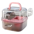 thumbnail image 2 of Apeya Pink 10.6x10.6 Inch Plastic Hamster Travel Cage, Panoramic Clear View Small Animal Carrier with Silent Exercise Wheel and 80ml Water Bottle for Mice, 2 of 9