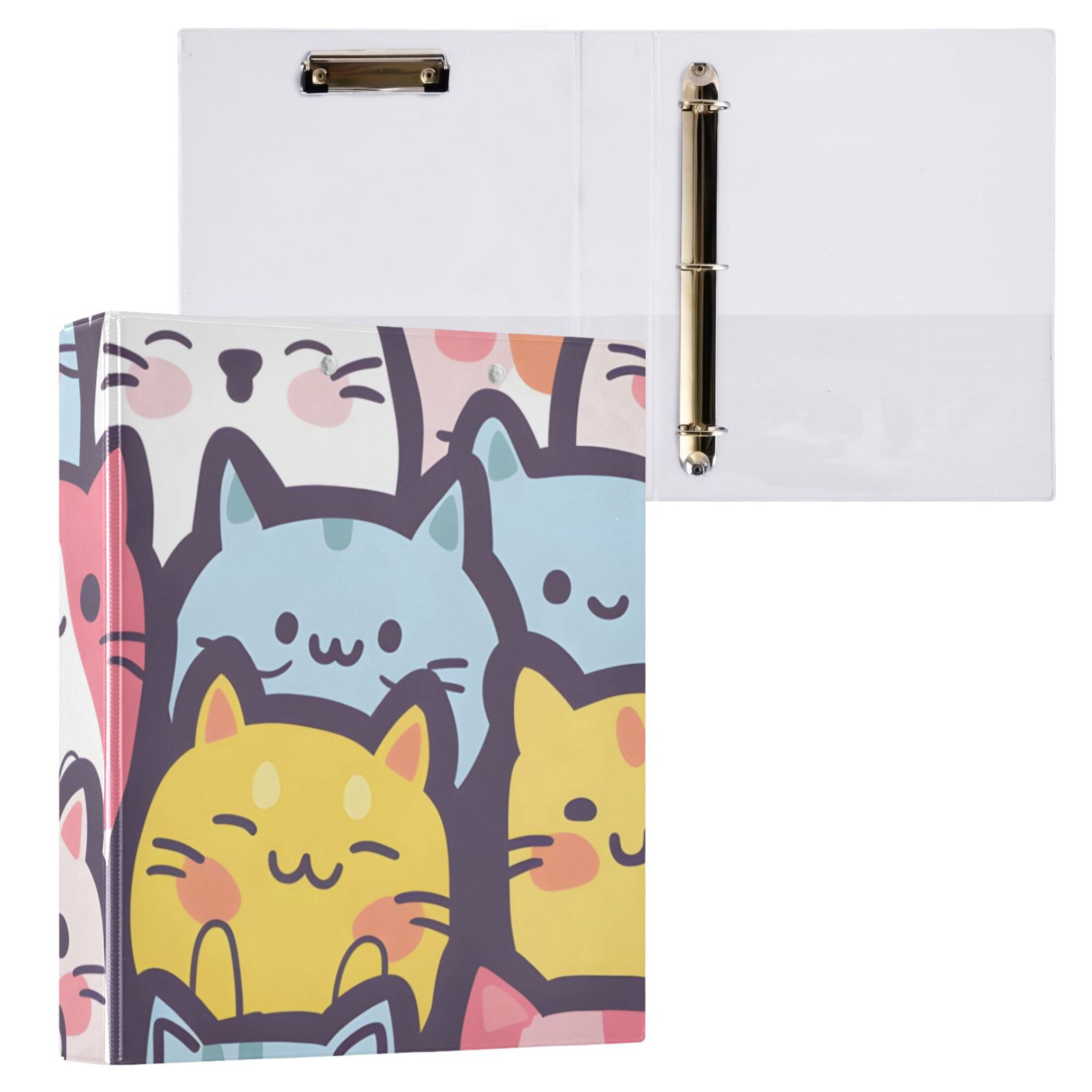 Lovely Cats 3 Ring Binders 1.5 inch Hardcover File Folders with Interior Pockets A4 Size Organizer for School Office Hospital Set of 2