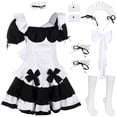 thumbnail image 2 of Women's Anime Maid Cosplay Outfit, Anime Cosplay Apron Fancy Dress with Stockings, 2 of 7