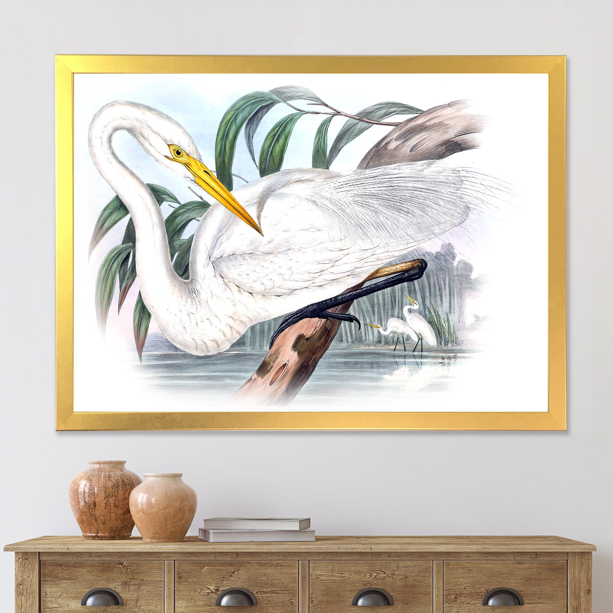 Designart 'Ancient Australian Birds IV' Traditional Framed Art Print