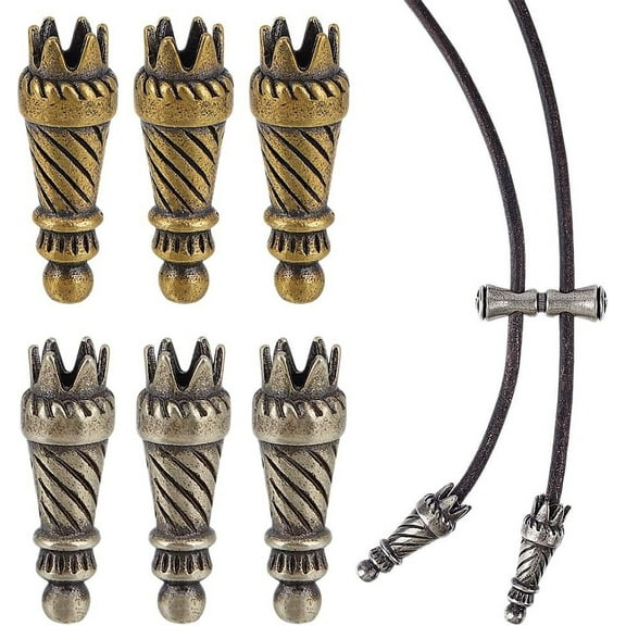 6Pcs 2 Colors Brass Paracord Buckle 5mm Hole Brass Paracord Beads Large Hole Beads Brass Lanyard Beads Brass European Beads Gold Brass Barrel Paracord Beads for Bracelet DIY Jewelry Charms