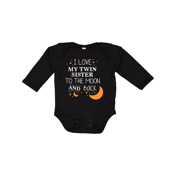Inktastic I Love My Twin Sister To The Moon and Back Boys or Girls Long Sleeve Baby Bodysuit