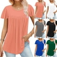 thumbnail image 2 of PADFRYBK Short Sleeve T-Shirt For Women Summer Comfortable Pullover Casual Loose Solid Color Tops Crew Neck Loose Pleated Tunic Blouses, 2 of 5