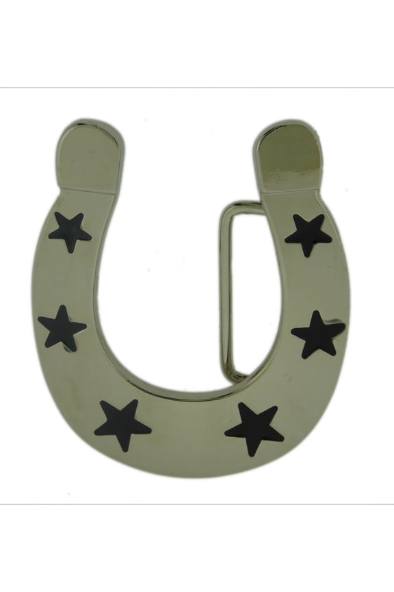Horse Shoes Belt Buckle Die Cut Horseshoes Silver Metal Finished Rodeo Cowgirl Costume Texana Western Style New