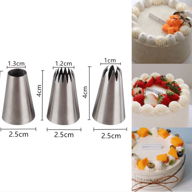 Herramienta para hornear de bricolaje con forma de rosa para decorar galletas y pasteles con forma de diente, tamaño mediano, boquilla para decorar de acero inoxidable 304, tamaño mediano