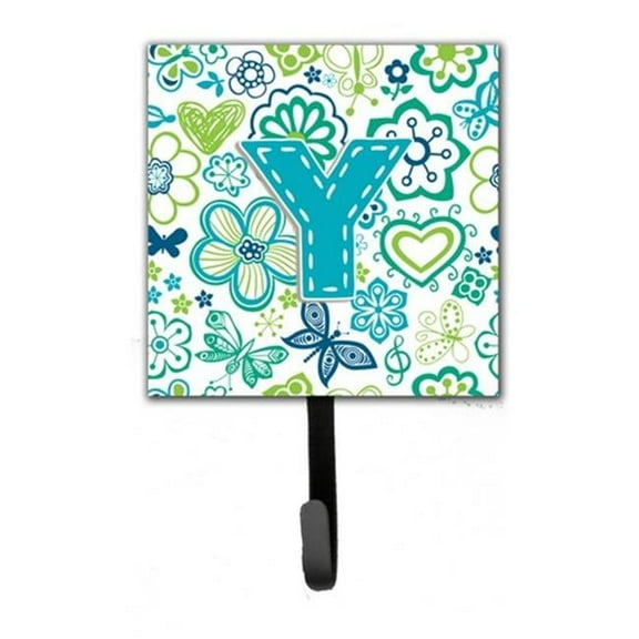 Carolines Treasures CJ2006-YSH4 Letter Y Flowers And Butterflies Teal Blue Leash & Key Holder