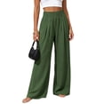 thumbnail image 2 of Zeijnsda Womens Casual Pants Summer Lightweight Loose Trousers for Women Fashionable Solid Color Stretch High-waisted Pants Comfortable Wide-leg Trousers, 2 of 5