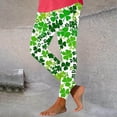 thumbnail image 2 of lcziwo Clearance Items, St Patricks Day Leggings for Women Casual Stretchy High Waisted Yoga Pants Trendy Shamrock Print Running Leggings Full Length Tight Trousers Multicolor XXL, 2 of 7